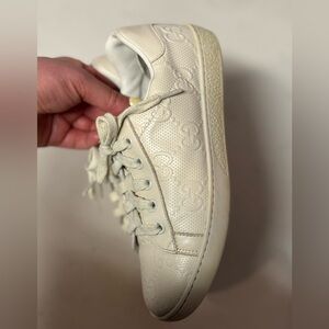 Cream Embossed Sneakers